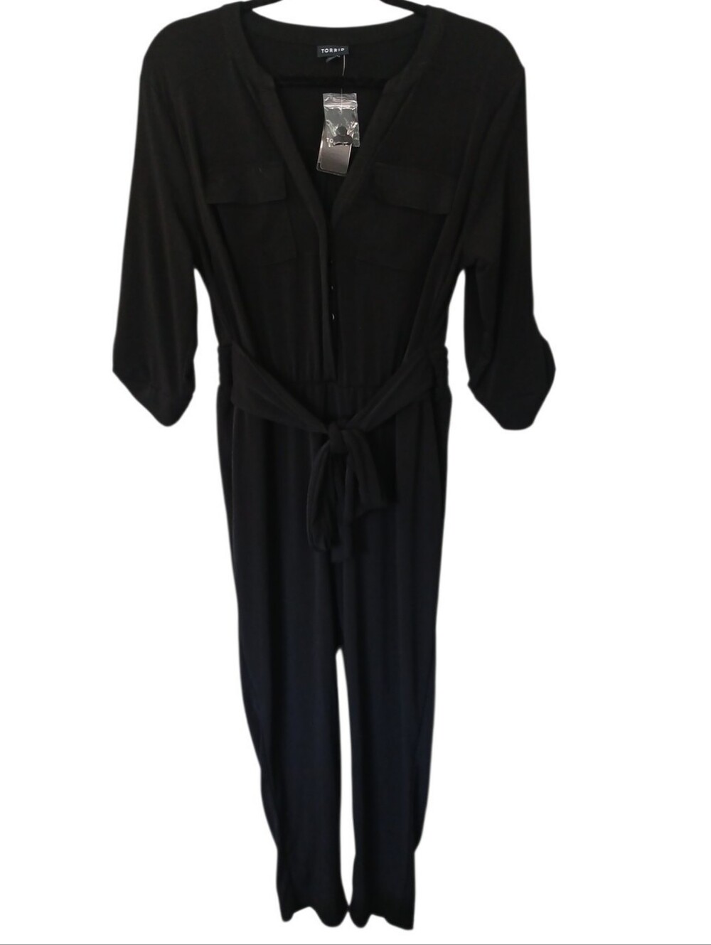 torrid NWT Black Long-Sleeve Belted Jumpsuit Size 00 (Medium/Large)